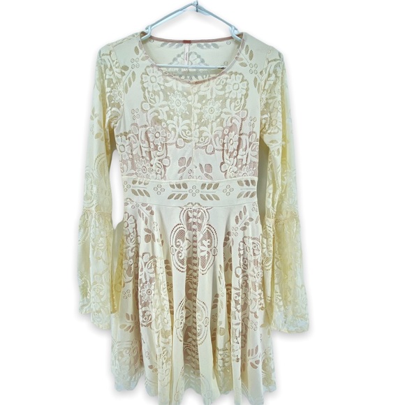Free People Cream Lovers Folk Song Lace Dress - Picture 2 of 15
